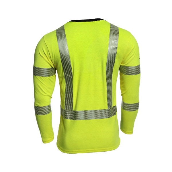 DRIFIRE FR Hi-Vis Long Sleeve Hybrid T-Shirt Class 3 in Hi-Vis Yellow and Navy